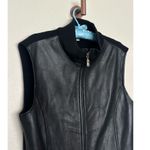 Vintage Bianca Nygard Sz 12 Genuine Leather Merino Wool Vest Full Zip Up Black Photo 1