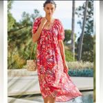 Sundry Nwot red  Floral Puff Sleeve Dress classic cotton spring formal boho $198 Photo 4