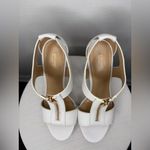 Michael Kors  White Leather Front Zip Block Heel Sandals Size 8(B93) Photo 3