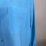 Womens Button Down Dress Blouse Lightweight Blue Top Plus Size 1X Shoulder Pads Photo 3