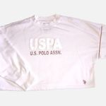 U.S. Polo Assn. USPA Boxy Cropped Sweatshirt White XL Copper Long Sleeve Photo 7