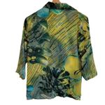 Vintage Burnout Velvet Silk Top Button Sequins Artsy Floral Abstract Size S Photo 1