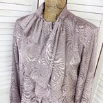 Vintage Alexandria Satin Jacquard Blouse Dusty Mauve 10 Bow Neck Pussybow Purple Photo 5