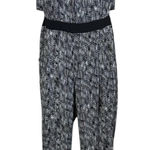 ASTR the Label Black White Print Jumpsuit Cutout Back Large Neutral Minimalist Photo 0