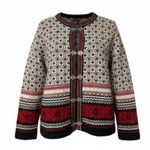 Vintage SKYR Norway Wool Cardigan Nordic Pewter Clasp Selbu snowflake medium Red Photo 0