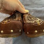 Vintage Brown Sequin Clogs Gold Size 7 Photo 2