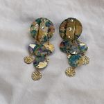Vintage Blue Polymer Clay Women’s Gold Tone Western Stones Chandelier Earrings Green Photo 1