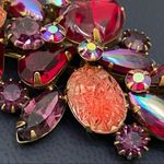 Press Vintage Stunning KRAMER Satin Glass Brooch Photo 8