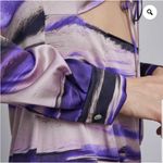Silk Maison Maxi Dress Medium Purple Black Abstract Print Long Sleeve Cutout Purple Photo 2