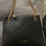 Karl Lagerfeld  Black Quilted Shoulder Bag Gold Straps Photo 1