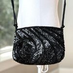 Vintage 70s LaRegale Hand Made Black Beaded Sequin Formal Dressy Going Out Purse Photo 0