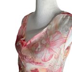 Carlisle Silk Top Women Size 10 Pink Sheer Floral Cowl Neck Fairy Old Money Photo 4