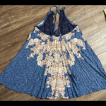 Free People Floral Printed Boho Hippie Crochet Lace Top Gown Dress M Photo 3