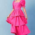 English Factory Scallop Tiered Dress Hot Pink 100% Cotton NWT $185 Contemporary Photo 0