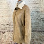 Shaver Lake Sherpa Lined Faux Suede Full Zip Jacket Tan Exposed Seams Medium Photo 2