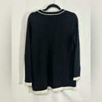 ZARA Knit Pearl Button Cardigan Sweater Black White Trim Red Pockets Women’s S Photo 4