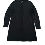 Eileen Fisher Silk Cotton Interlock Long Cardigan Jacket Black Size Medium Photo 0