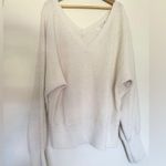 Anthropologie V-Neck Cream Sweater Waffle knit ribbed waist and cuffs Rag M Photo 0