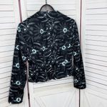 Nanette Lepore  Floral Embroidered Cotton Blazer Jacket Sky Blue Black Size 2 Photo 8