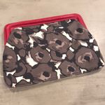 Vintage Boden Floral Clutch.Silk floral print. Red leather trim. Big brown beads Photo 1