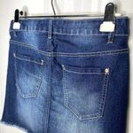 Wall Flower Denim Mini Skirt Raw Fringe Hem Junior's Size 5 Jean Blue A-Line Photo 6