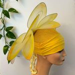 Handmade yellow floral hat. This hat was made for the stage in the theater. Photo 5