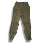 Spanx  Women Olive Green Cargo Jogger Pants M M Elastic Waist Ankle Zip Photo 1