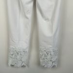 Dennis Basso Regular Luxe Crepe Slim-Leg Ankle Pants with Lace White Size XS Photo 6