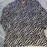 Sport Haley womens golf shirt 3/4 sleeve black white zebra stripes sz medium Photo 0