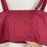 Abercrombie & Fitch NWT Burgundy Button-Front Crop Top w/Suspender Straps size M Photo 3