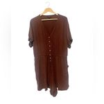 Torrid  Mahogany Brown Rayon Slub V-Neck Button Front Tie Waist Romper Size 1X Photo 1