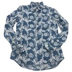 Given Kale Shirt Womens X Small Blue White Floral Embroidered Denim Button Down Size XS Photo 1