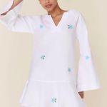 Andie x Fanm Mon The Serik Mini Dress Linen Embroidered Floral White Medium Photo 1
