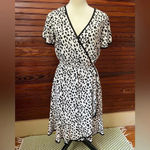 Slate + Willow  Ivory and Black Animal Cheetah Print Faux Wrap Dress Size S Photo 1
