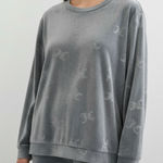 Juicy Couture  velvet Sweatshirt Pullover XLARGE Gray Velour Crew Neck Photo 0