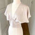 Zara RUST COLOR Satin Bow Tie V Neck Cap Sleeve Crop Top S. Tan Photo 0