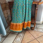 Bohemian Floral Maxi Dress in Green and Orange Size XS Photo 3