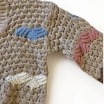 New In Taupe Colorblock Crochet Knit Button Down V neck Sweater Cardigan Size M Tan Size M Photo 4