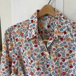 Cacharel Floral Multi Color Long Sleeve Button Down Shirt White Photo 2