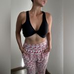 High Waisted Reindeer Christmas Pants Elastic Waist Pockets Red White Multiple Size M Photo 2