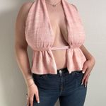 Handmade Y2K Vibes Light Baby Pink Sweater Backless Halter Neck Sleeveless Top Size One Size Photo 0