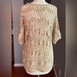 Chico's  Beige Loose Crochet Cottagecore Boho Beach Knit Sweater Top Photo 4