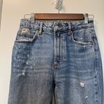 We The Free  People Straight Distressed High Rise Jean Medium Wash Frayed 24x30‎ Photo 3