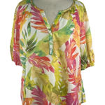 Tommy Bahama  Shirt L Womens Multicolor Linen Viscose Floral Button Pullover Top Photo 0