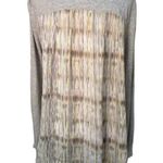 Anthropologie Sheer Chiffon Back Grey Striped Cardigan Sweater - size medium Photo 0