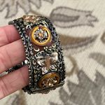 Vintage Narmi Watch Wrist Hinged Cuff Analog Boho Bejeweled Whimsical Silver Photo 2