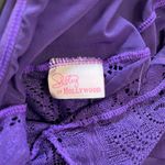 SHIRLEY OF HOLLYWOOD Vintage Silky Sheer Lace Mini Slip Dress Lingerie Sz L EUC Purple Size L Photo 3