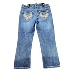 Nine West Date Night Fit Capri Blue Jeans Womens 8/29 Denim Embellished Flaps Photo 2