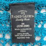 Faded Glory  Crochet Knit Top Cover Up Teal‎ Blue Open Weave 3X Beech Tropical Photo 2