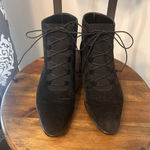 Comfortview Witchy Victorian Goth Gothic Black Leather Women's Low Heeled Ankle Boots 7 1/2 Photo 0